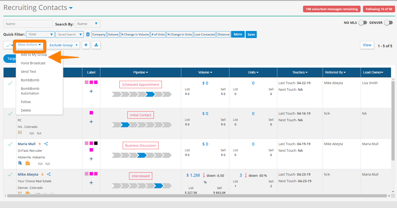 How to Remove INDIVIDUAL or MASS contacts from a group – Realty Connection