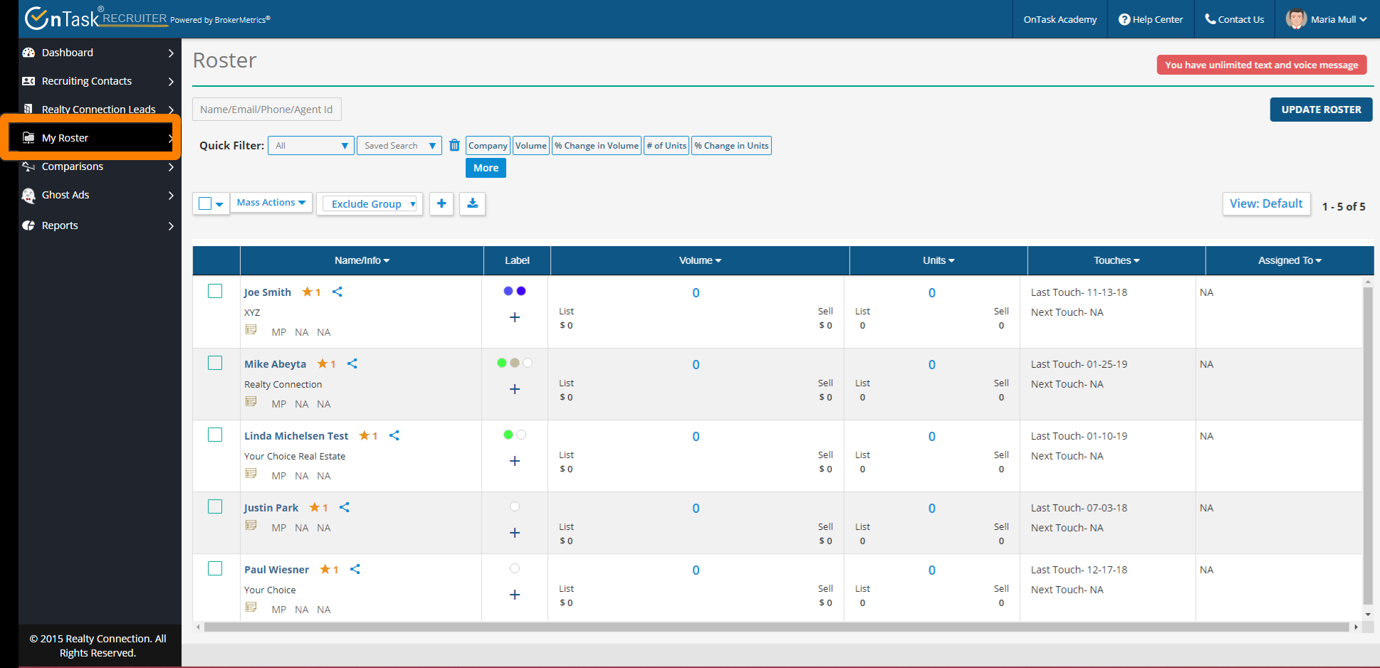 My Roster: Features and Functions – Realty Connection